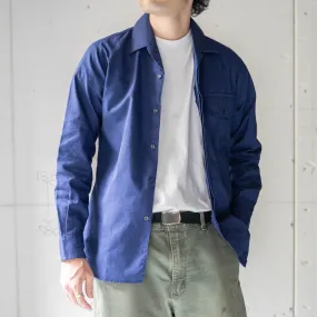 1980s French navy color  open collar work shirt 'dead stock'　